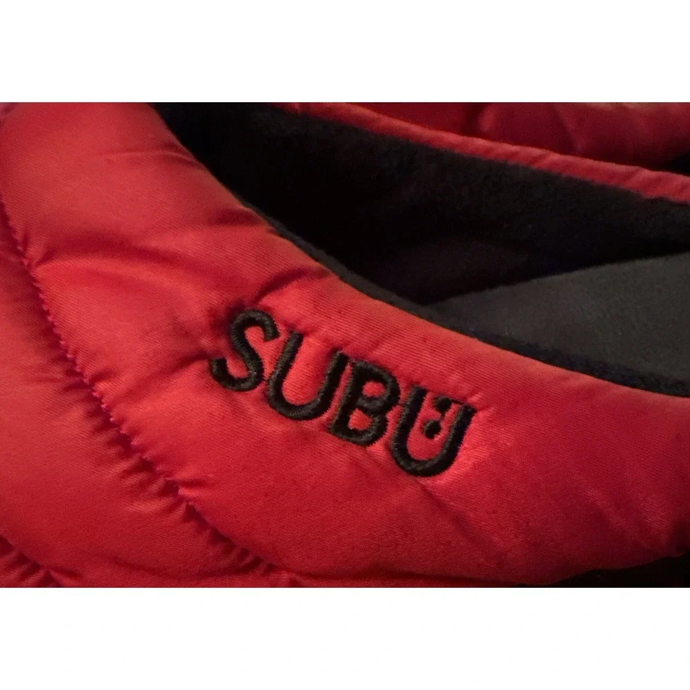 Subu Quilted Puffer Slippers Indoor/ Outdoor Comfort Camping Unisex Red Sz 2